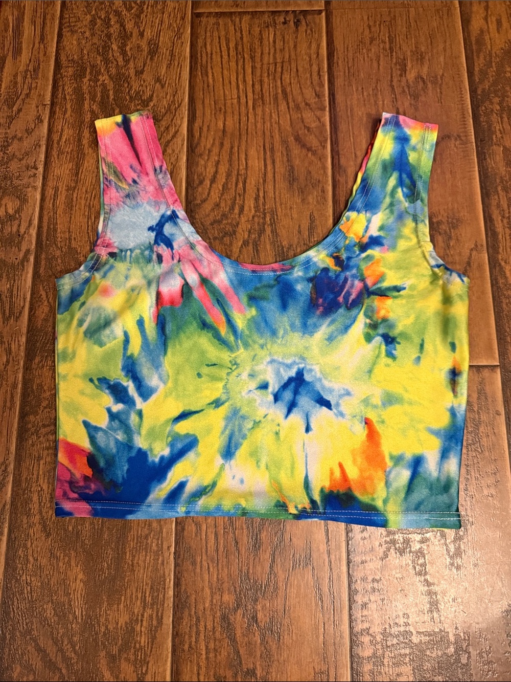 Scoop Neck Tie-Dye Crop Top - Multi Color for beach or festival